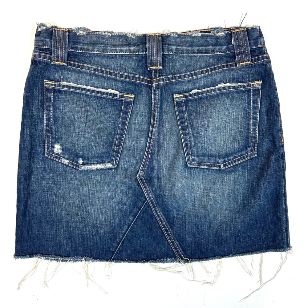 J.Crew Distressed Denim Mini Skirt Dark Wash Raw Hem 71902 Womens Size27 - Picture 5 of 8